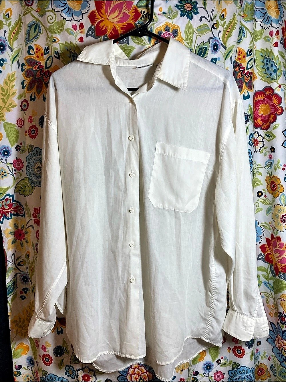 Vintage Basic Editions White Oversized Button Down Blouse Size Large